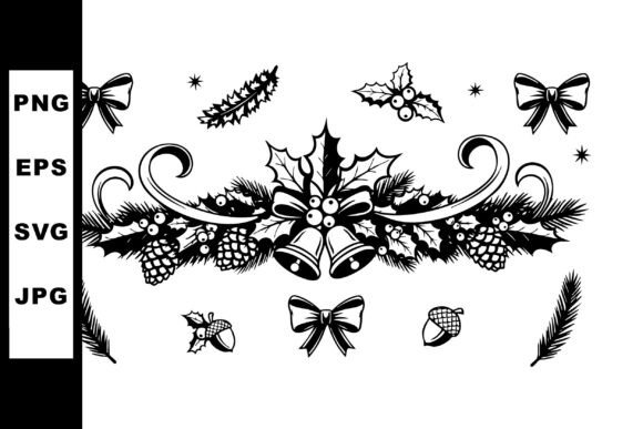Christmas Decorative Vector with Bells H: Festive Design Assets
