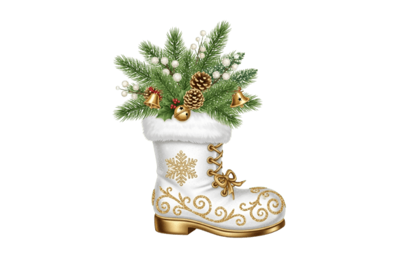 Decorative White Boot Filled: A Festive Design Asset