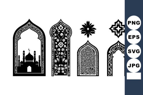 Elegant Islamic Decorative Window Arches for Design Projects