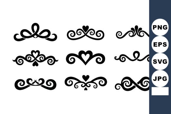 Elegant Vintage Ornaments: Heart & Swirl Design Elements