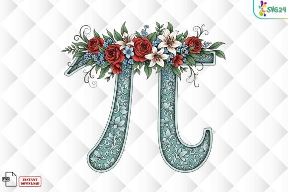 Floral Pi Symbol Decorative PNG: A Unique Design Asset