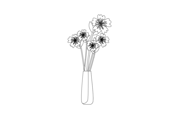 Flowers Decorative in Vase Outline: A Design Asset for Elegant Branding