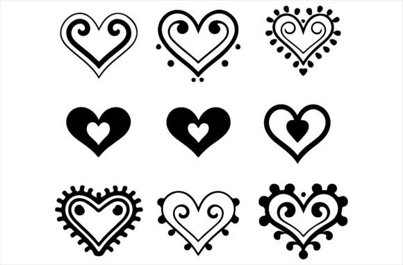 Heart Silhouette Pack: Decorative Love Elements for Designers