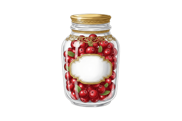 Jar of Cranberries: Decorative Thanksgiving PNG
