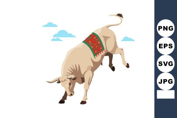 Unleash Bold Energy: The Bull with Decorative Red and Green Saddl
